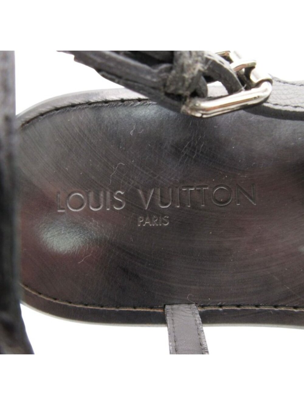 Louis Vuitton Beach Sandals Thong Leather Belt Shoes 11 Black - Picture 6 of 9